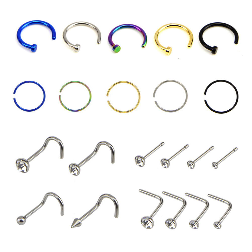 Body Jewelry Ideas - 22Pcs Stainless Steel Nose Ring Studs