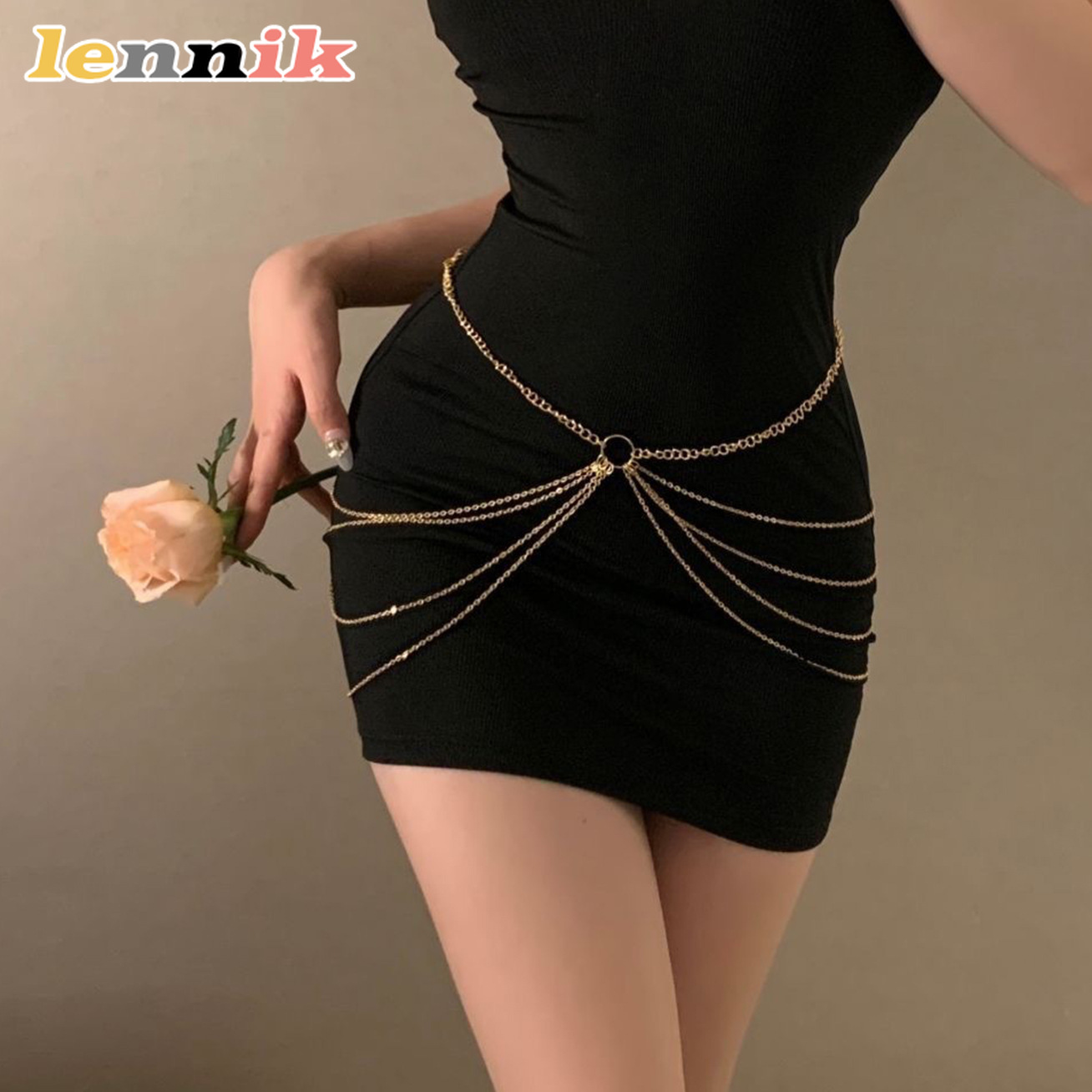 Body Jewelry Women - LENNIK Tassel Metal Multi-Layer Waist Chain,