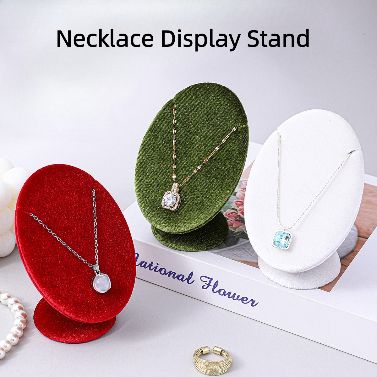 Body Jewelry Holder - Luxury Velvet Necklace Display Stand Vertical