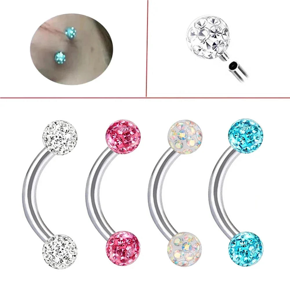 Multi Color Epoxy Crystal 6-10 - Eyebrow Curved Barbell review and price