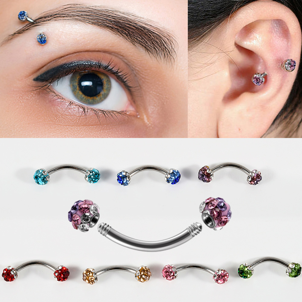 1/5/7PCS Surgical Steel Rhines - Eyebrow Curved Barbell review and price