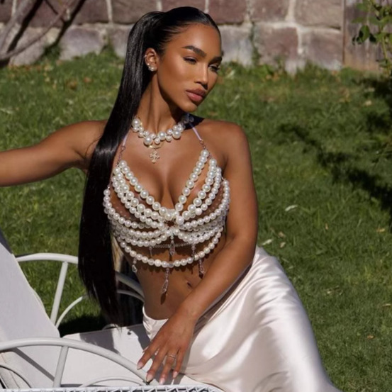 Hand-woven Plastic Pearls Brea - Body Jewelry Vest review and price