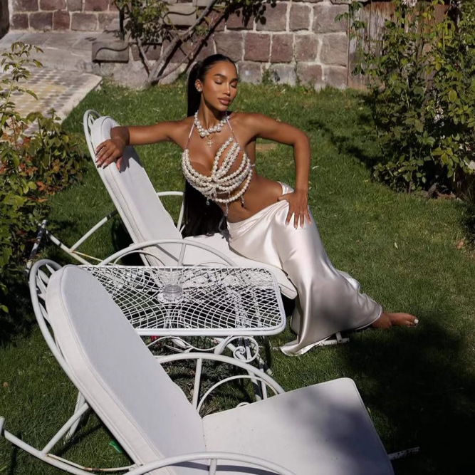 Hand-woven Plastic Pearls Brea - Body Jewelry Vest review and price