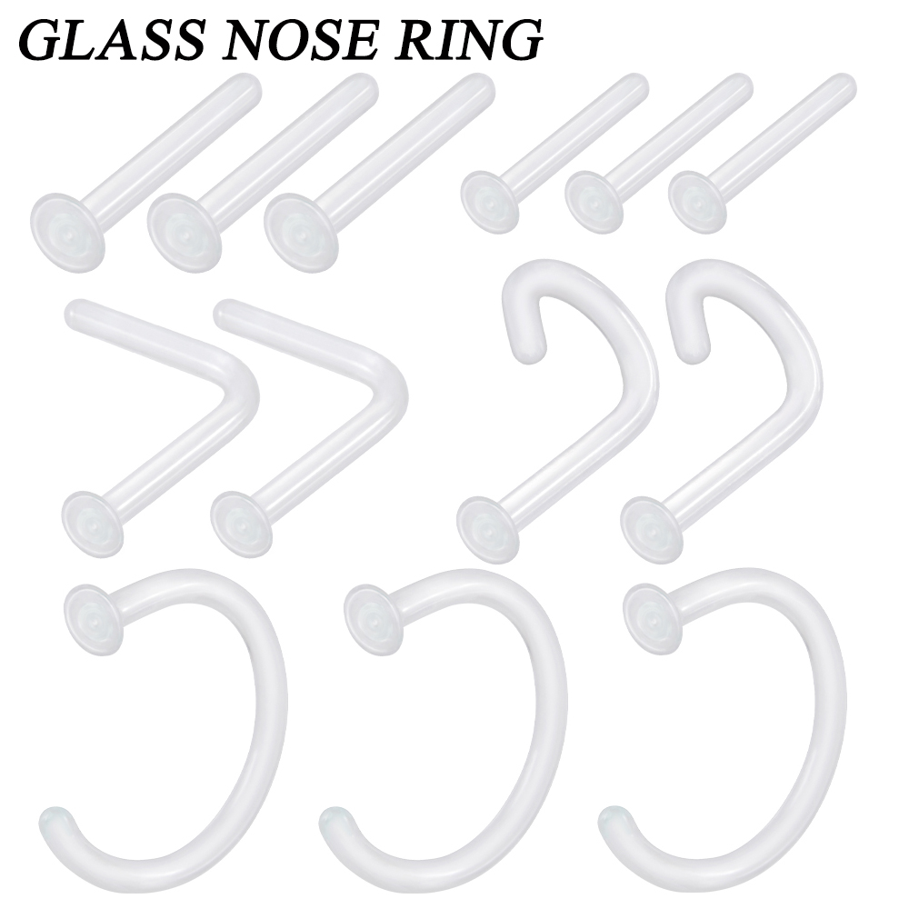 1PC Glass Nose Stud Transparen - Body Jewelry Holder review and price