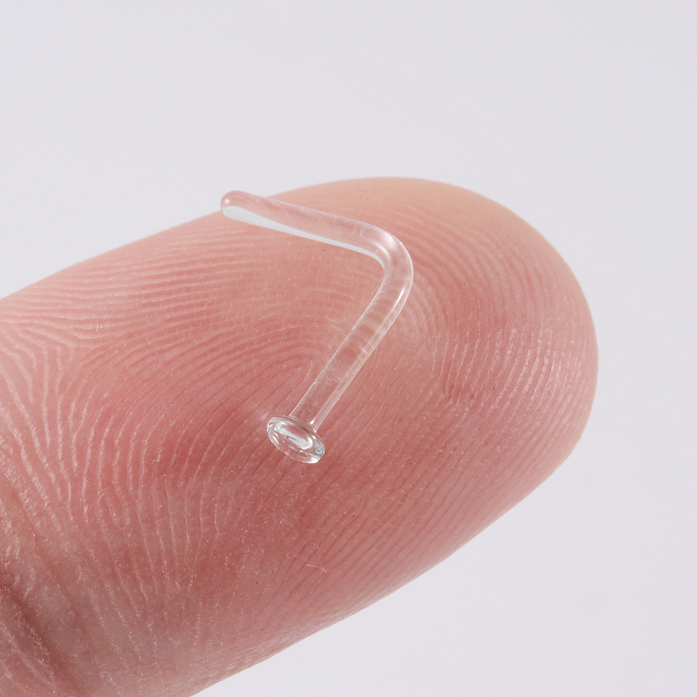 1PC Glass Nose Stud Transparen - Body Jewelry Holder review and price