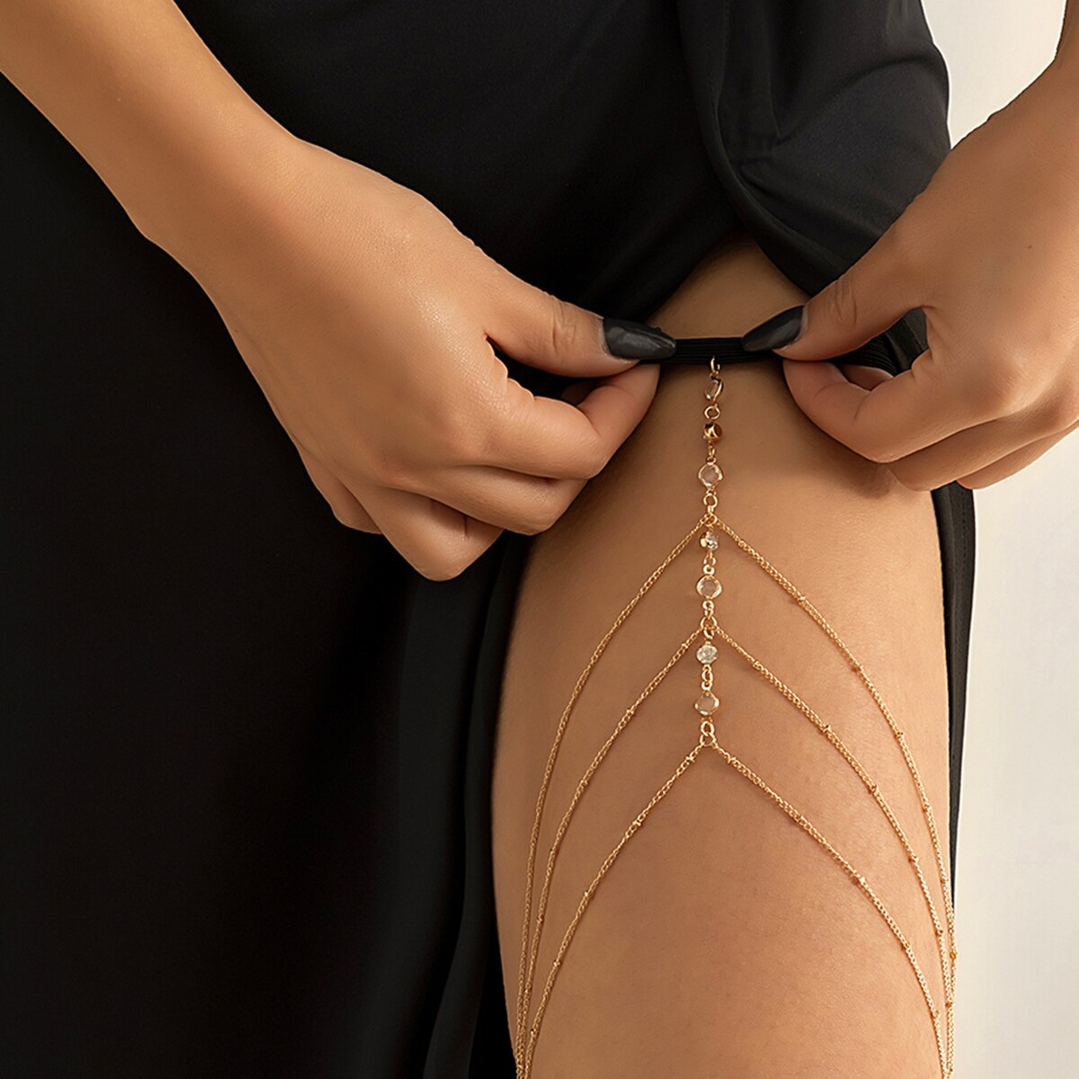 Boho Elastic Band Crystal Leg  - Body Jewelry Luxury review and price
