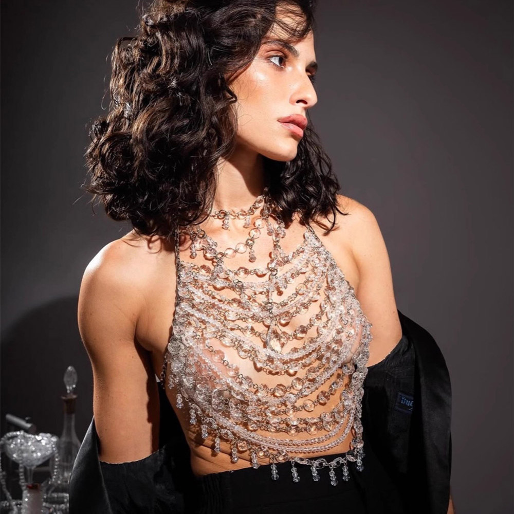 Handmade Beaded Vest Clear Cry - Body Jewelry Vest review and price