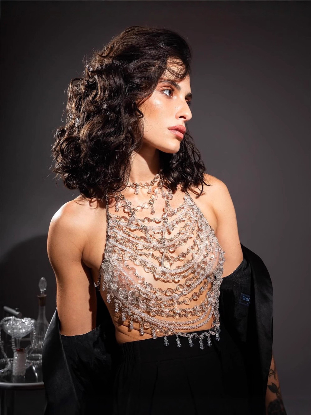 Handmade Beaded Vest Clear Cry - Body Jewelry Vest review and price