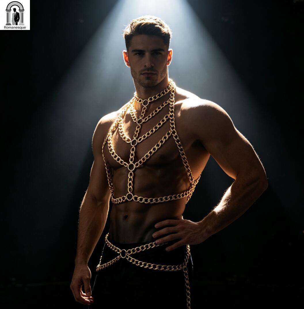 Men's Silver Thick Chain Body  - Body Jewelry Vest review and price