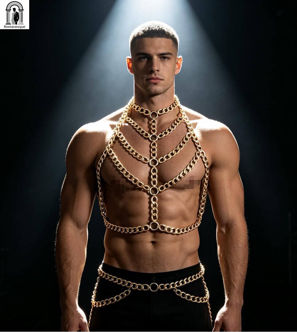 Men's Silver Thick Chain Body  - Body Jewelry Vest review and price