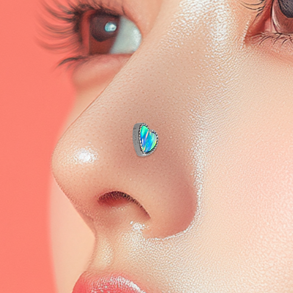1PC Titanium Opal L Shape Nose - Body Jewelry Holder review and price