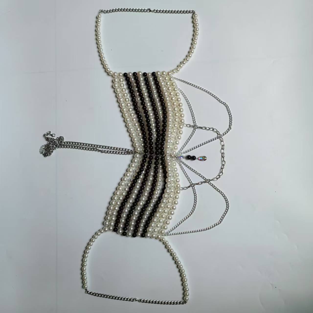 Black White Woven Plastic Pear - Body Jewelry Vest review and price