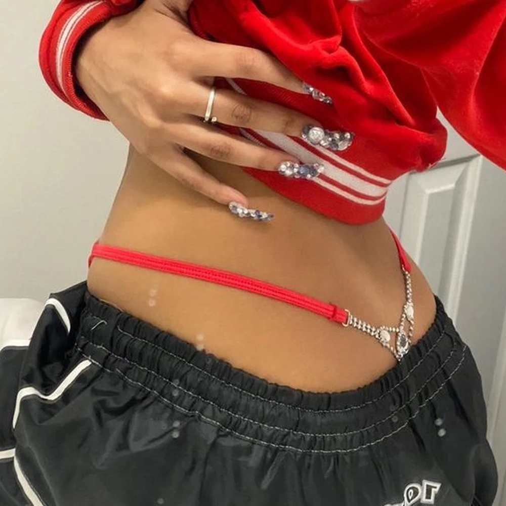 Sexy Round Rhinestone Thong Ad - Body Jewelry Women review and price